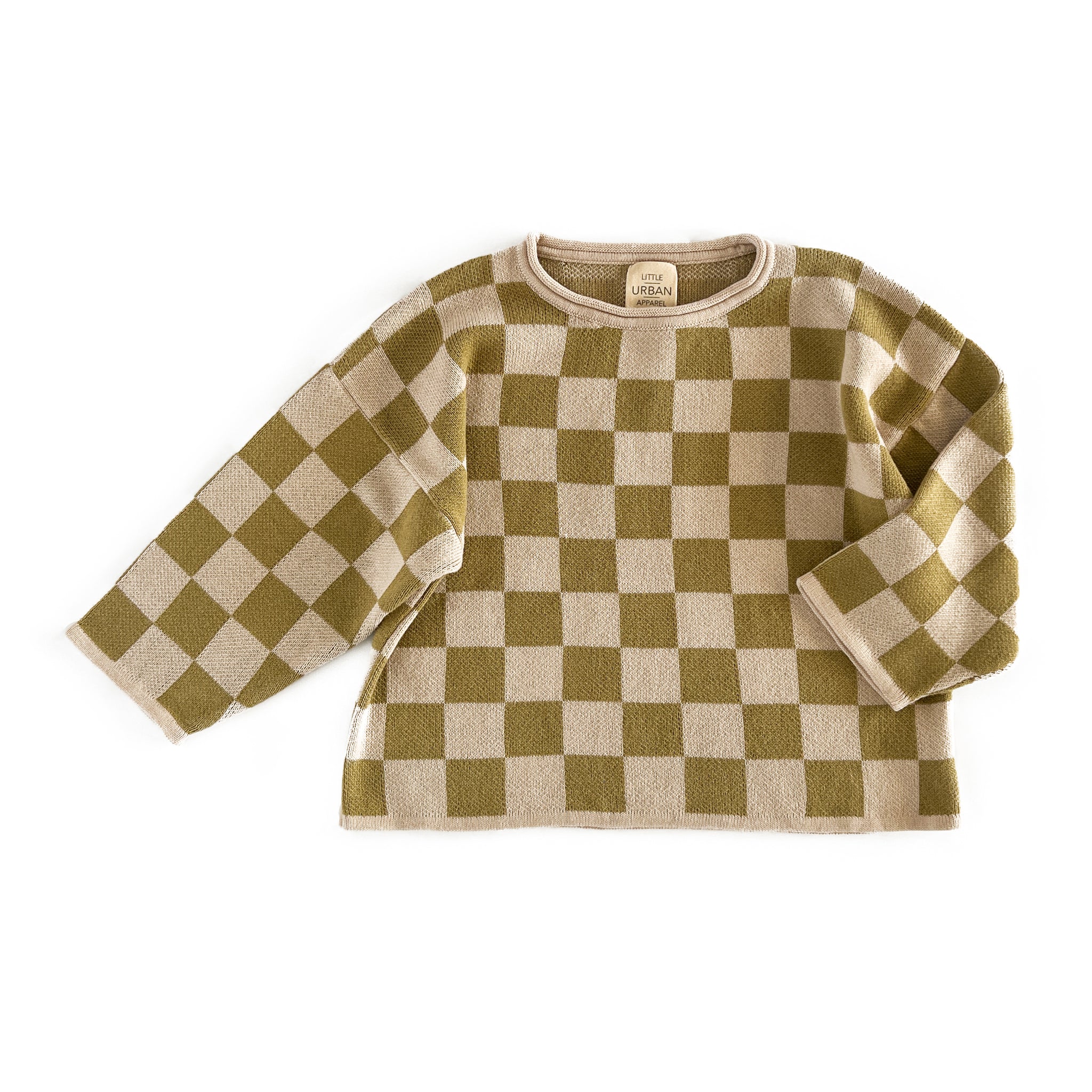 Olive Checkered Knit - Little Urban Apparel